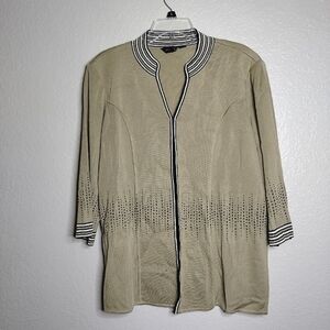 ming wang studded beige eye hook cardigan sz 2xl